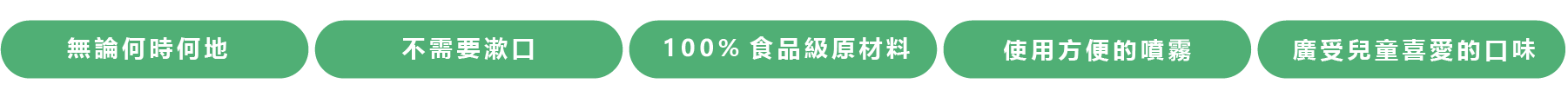 ●不需要漱口●100%食品級原材料●使用方便的噴霧●廣受兒童喜愛的口味